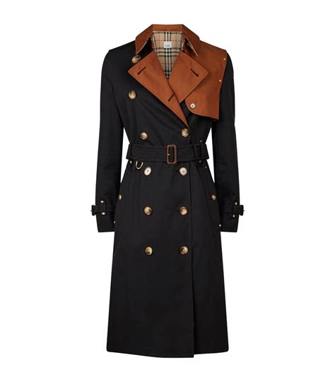 burberry camicie two tone cotton gabardine trench coat in black|burberry trench coat for sale.